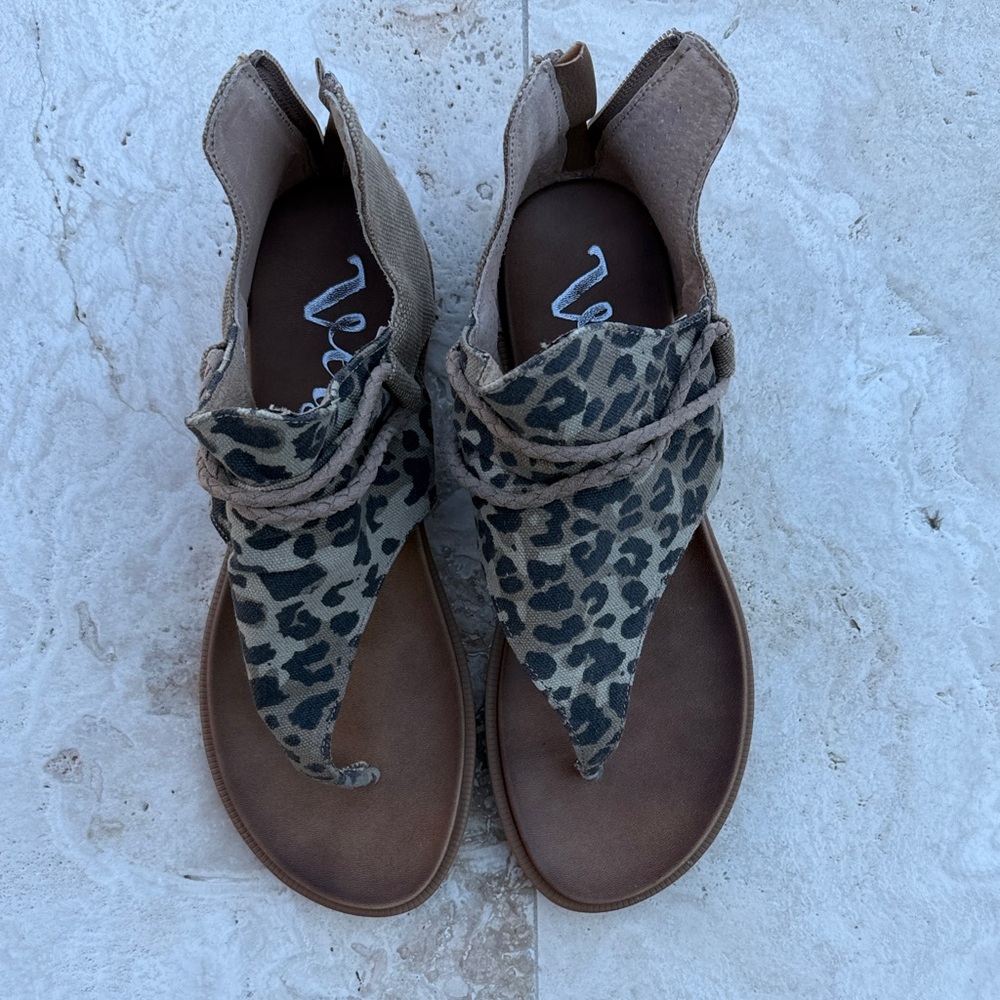 Very G Tan and Black Leopard Sandals